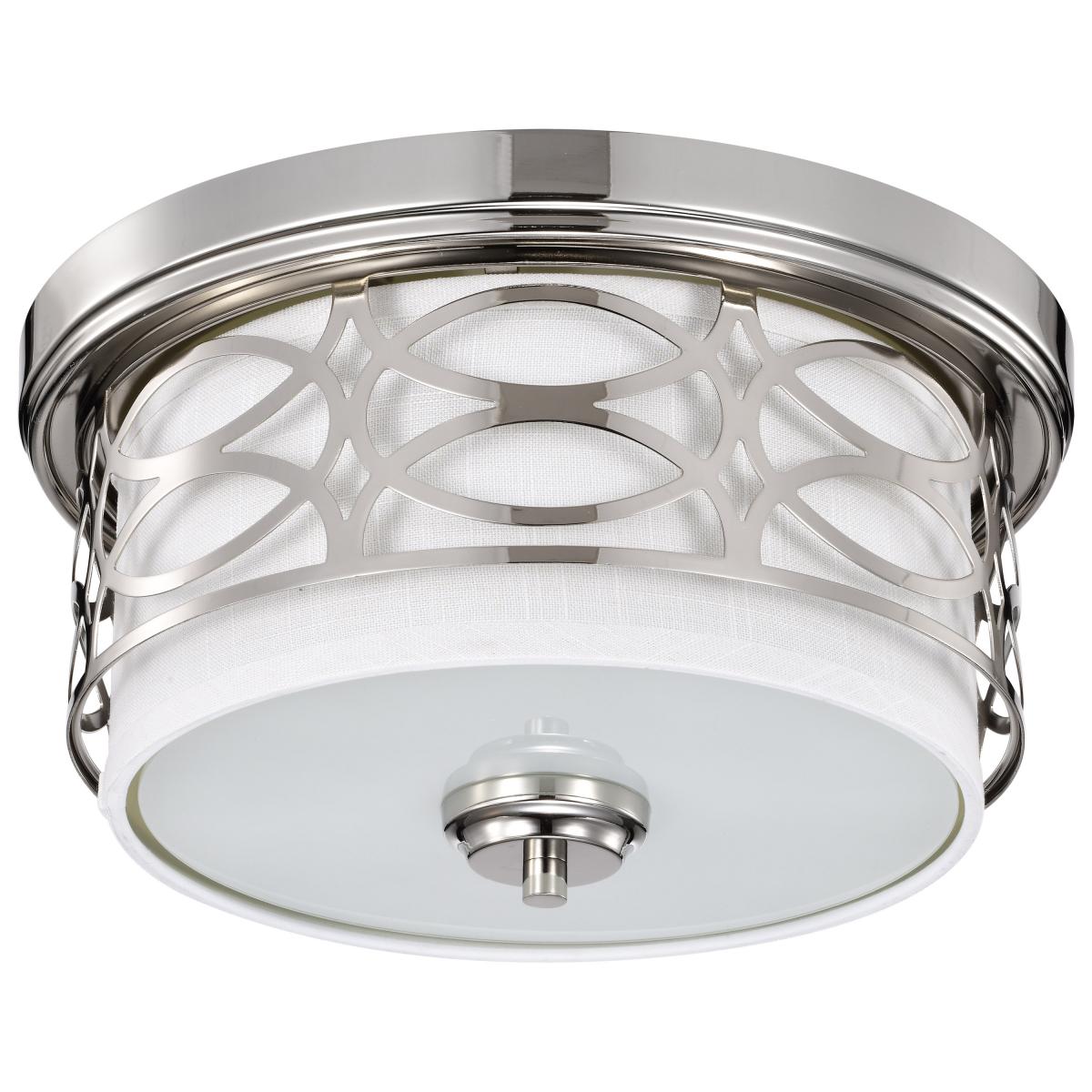 Harlow - 2 Light Flush Dome with Slate Gray Fabric Shade - Polished Nickel Finish