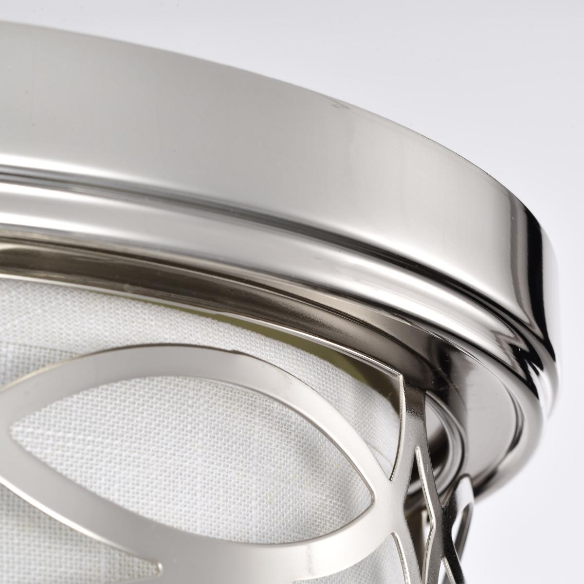 Harlow - 2 Light Flush Dome with Slate Gray Fabric Shade - Polished Nickel Finish