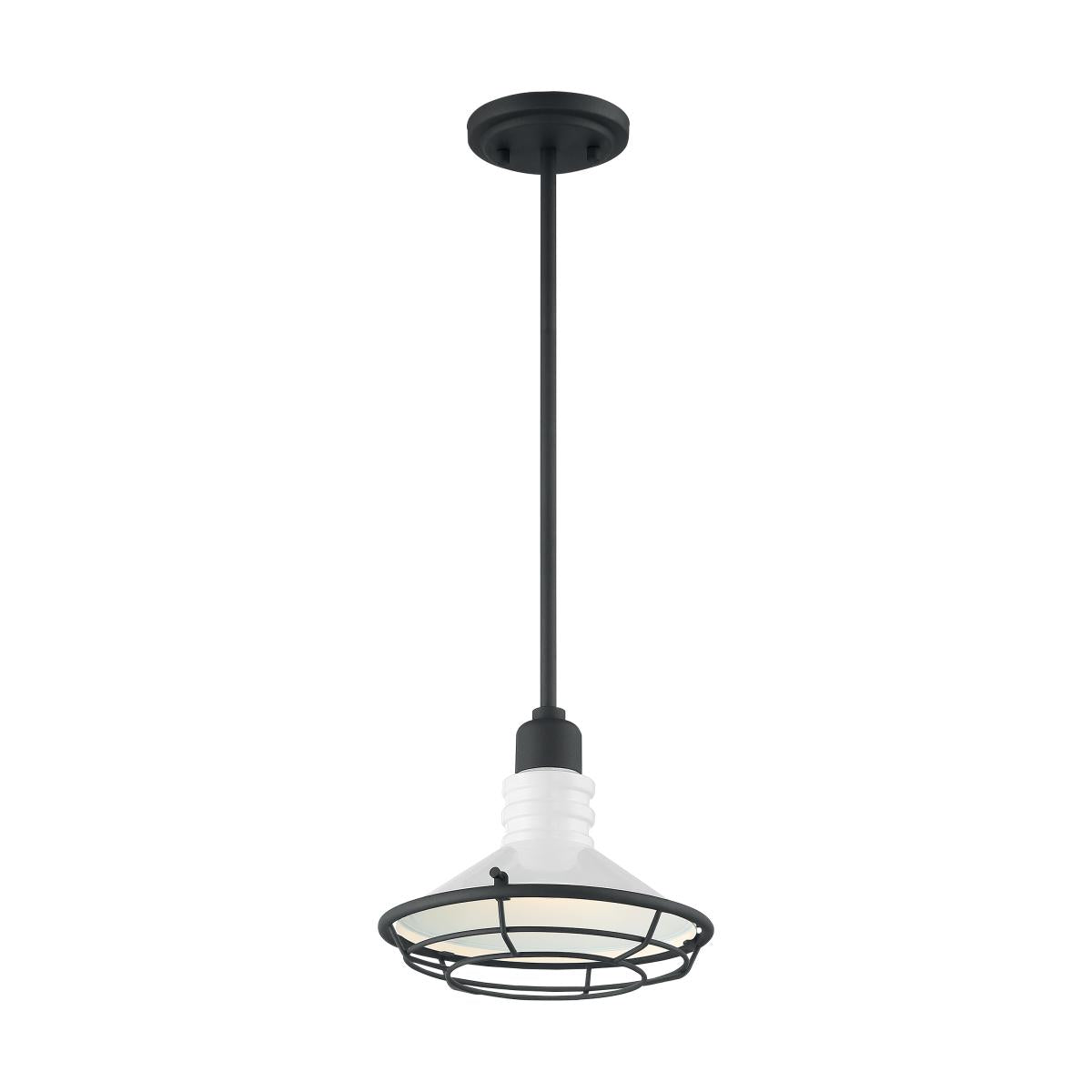 Blue Harbor - 1 Light Small Pendant with Gloss White - Black Accents Finish