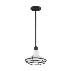 Blue Harbor - 1 Light Small Pendant with Gloss White - Black Accents Finish
