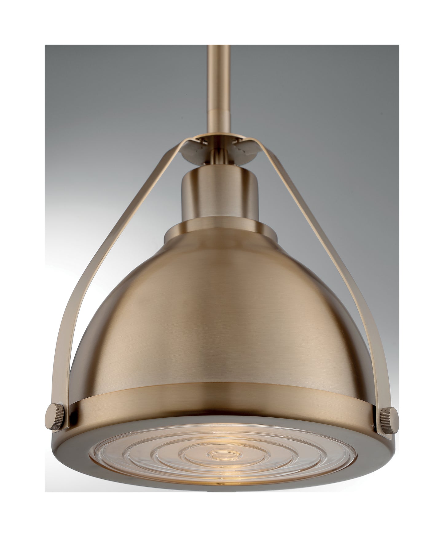 Barbett - 1 Light Small Pendant with Fresnel Glass - Burnished Brass Finish