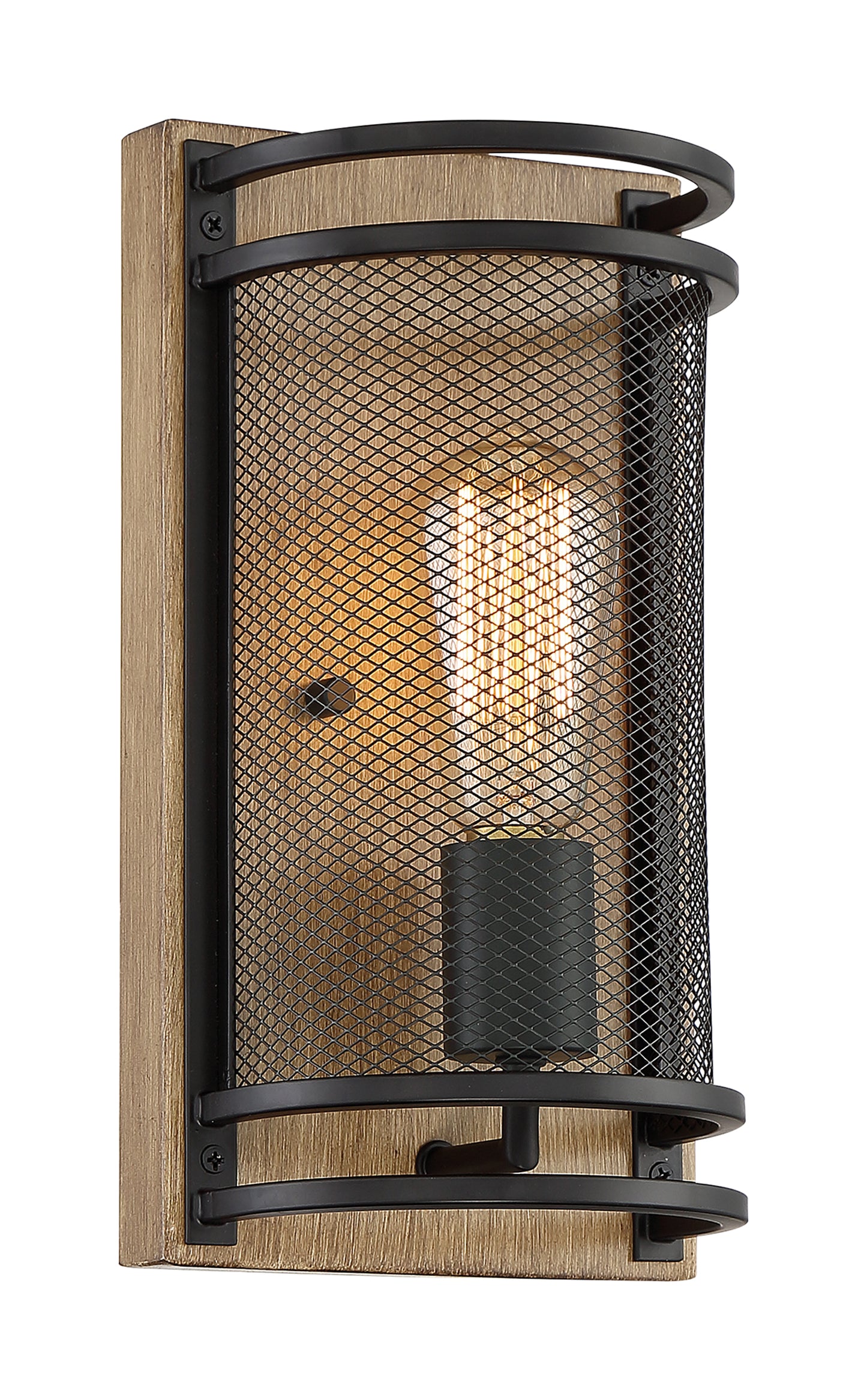 Atelier - 1 Light Sconce with Black - Honey Wood Finish