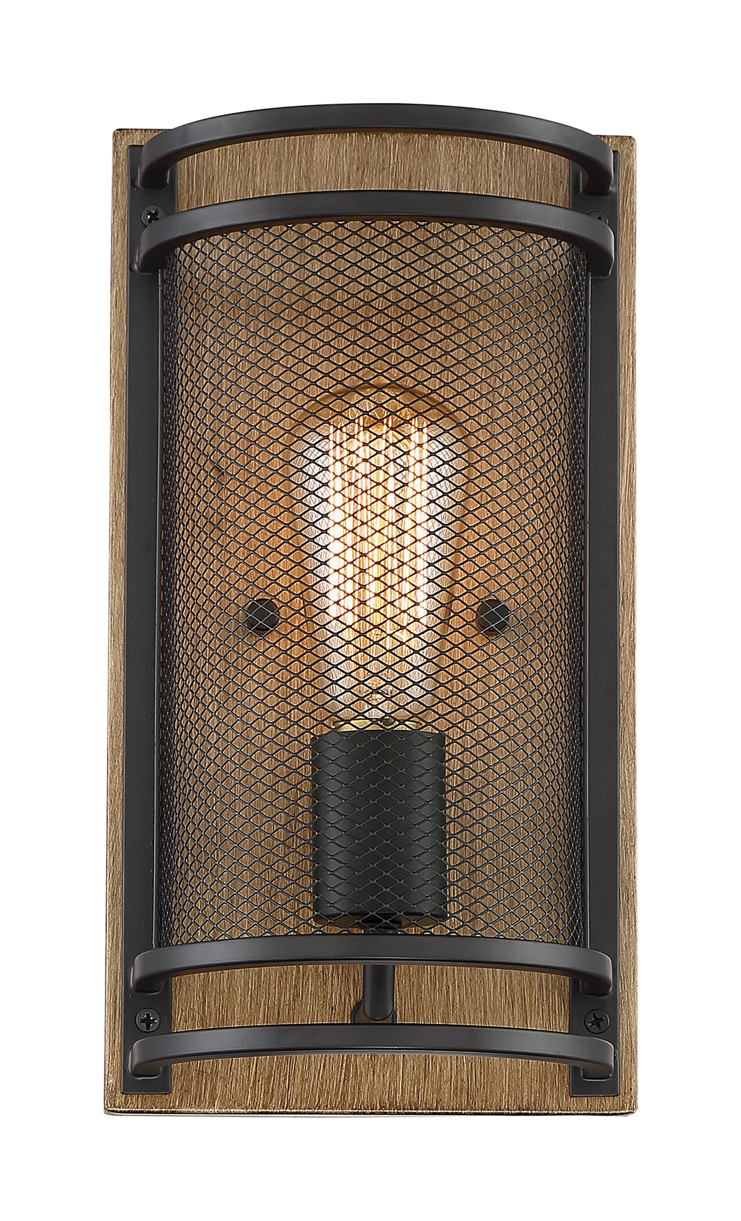 Atelier - 1 Light Sconce with Black - Honey Wood Finish