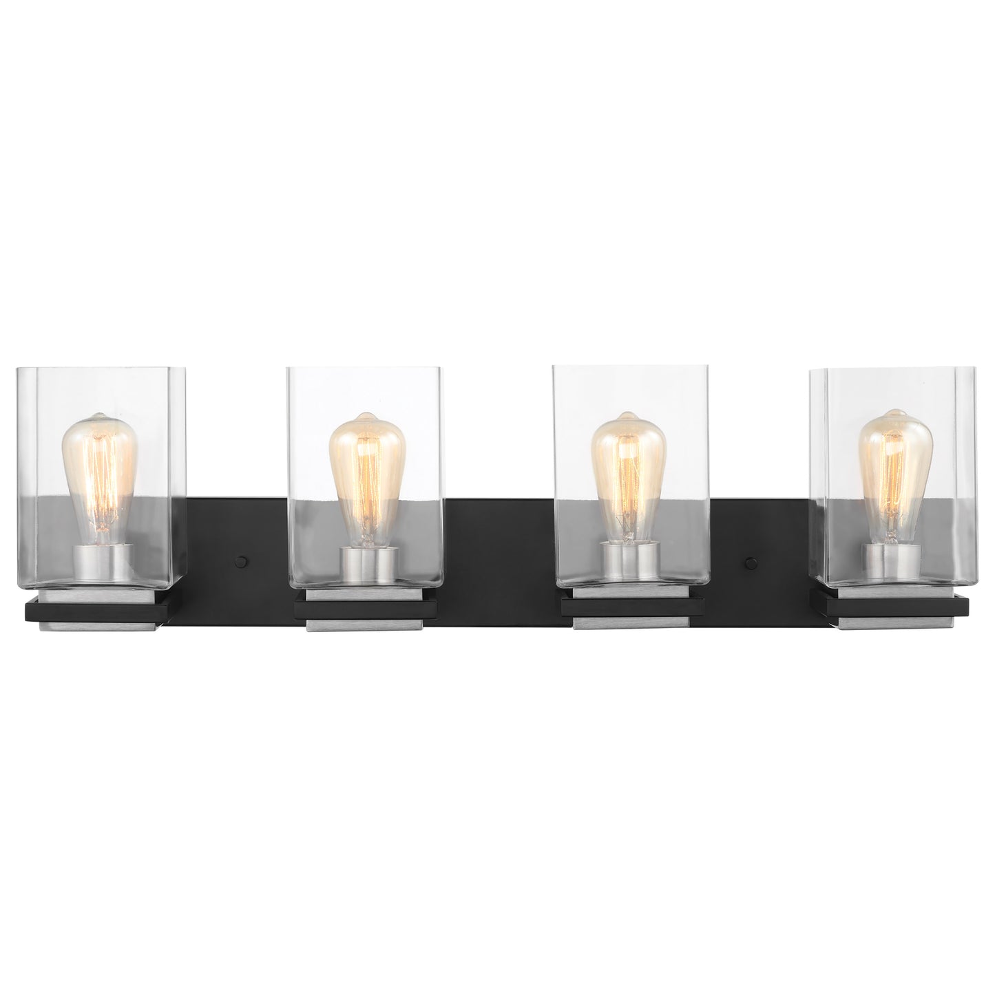 Crossroads - 4 Light Vanity with Matte Black - Clear Glass