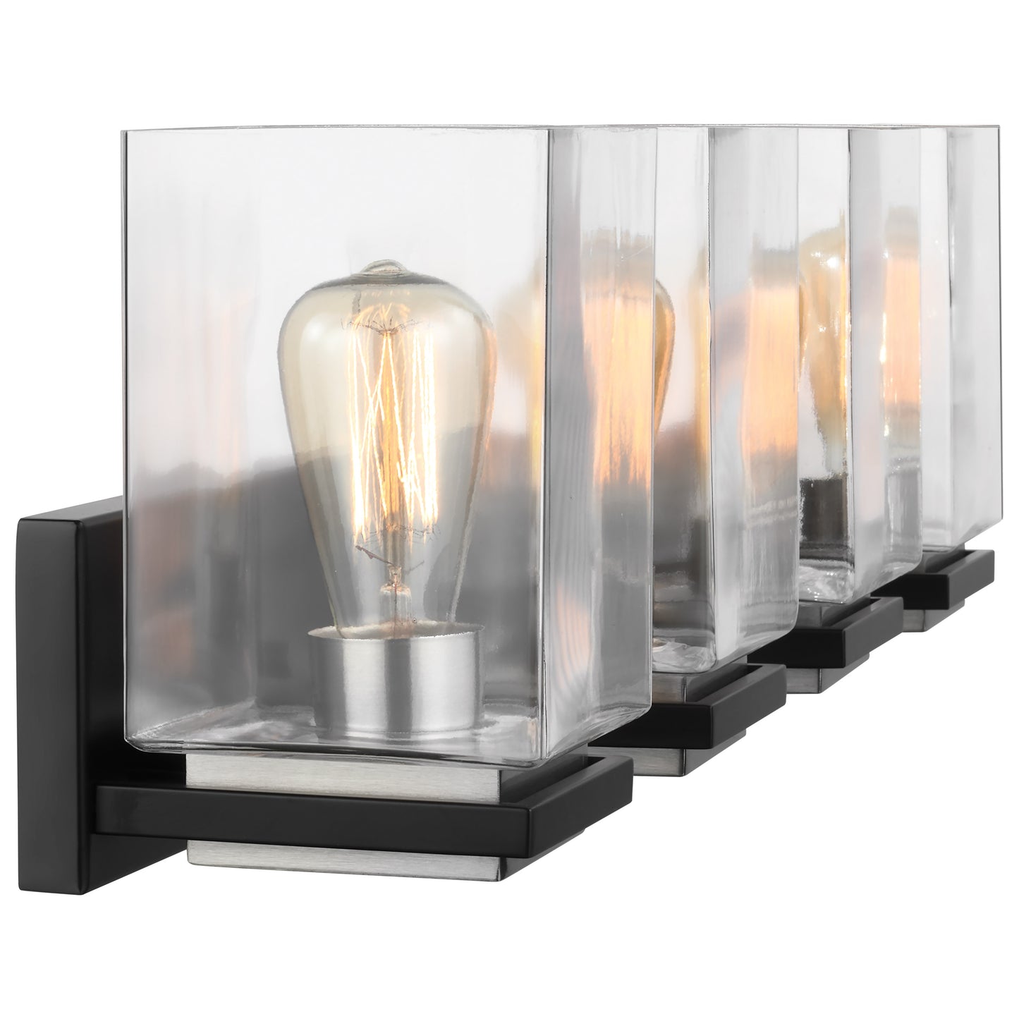 Crossroads - 4 Light Vanity with Matte Black - Clear Glass