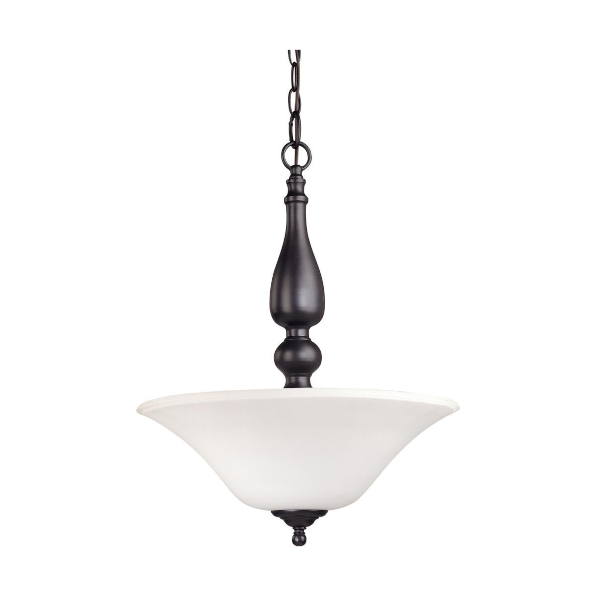 Dupont - 3 Light Pendant with Satin White Glass - Dark Chocolate Bronze Finish