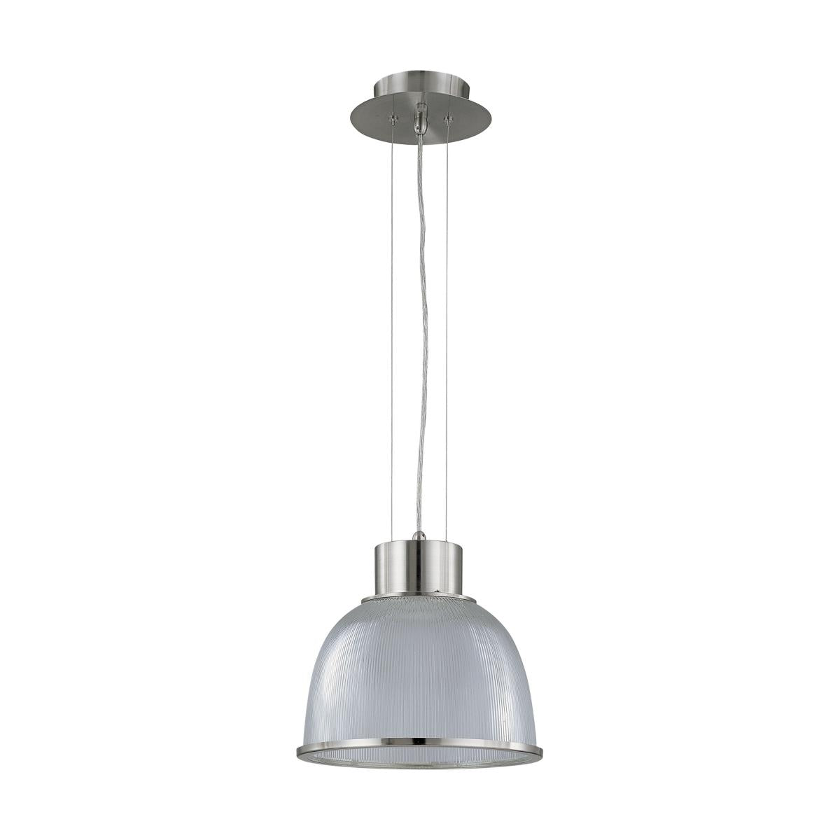 Gear - 1 Light 12" Pendant with Clear Prismatic Glass - Brushed Nickel Finish
