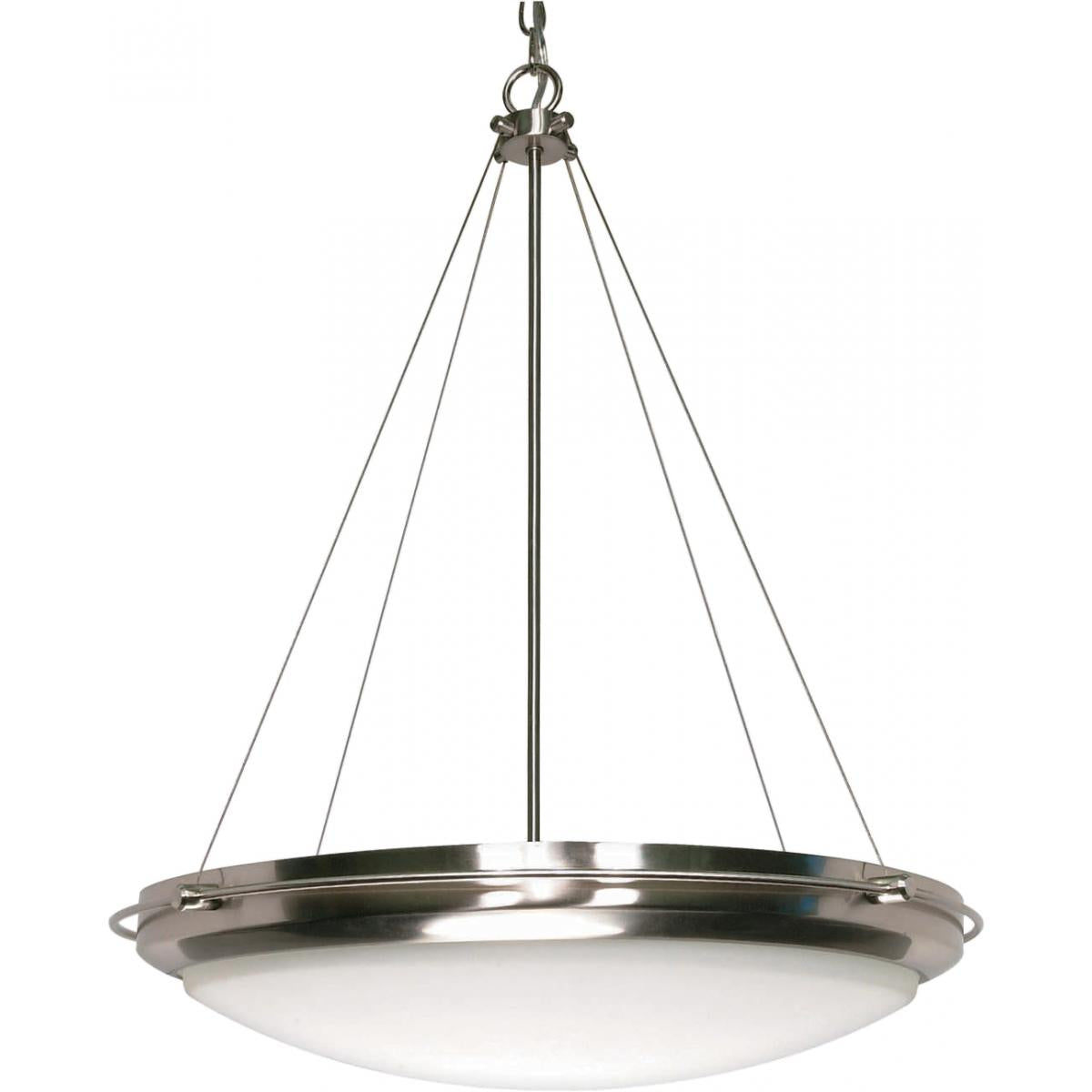 Polaris - 3 Light Pendant with Satin Frosted Glass - Brushed Nickel Finish