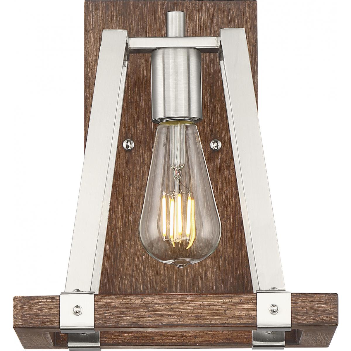 Outrigger - 1 Light Wall Sconce and Brushed Nickel and Nutmeg Wood Finish