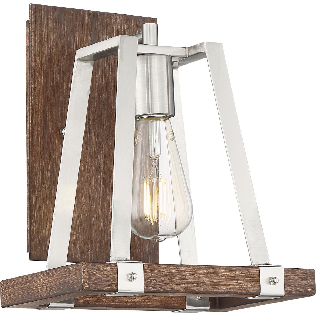 Outrigger - 1 Light Wall Sconce and Brushed Nickel and Nutmeg Wood Finish
