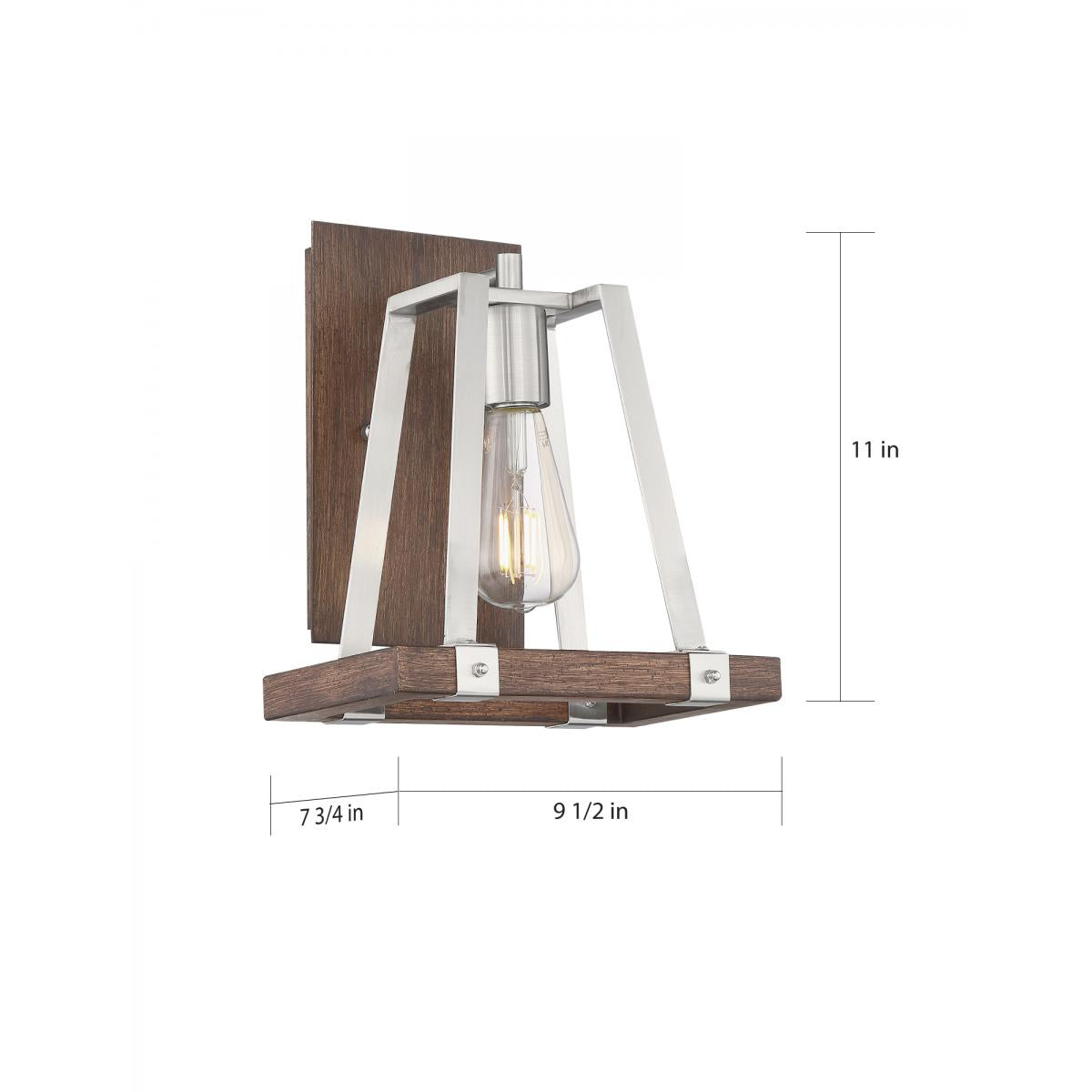 Outrigger - 1 Light Wall Sconce and Brushed Nickel and Nutmeg Wood Finish