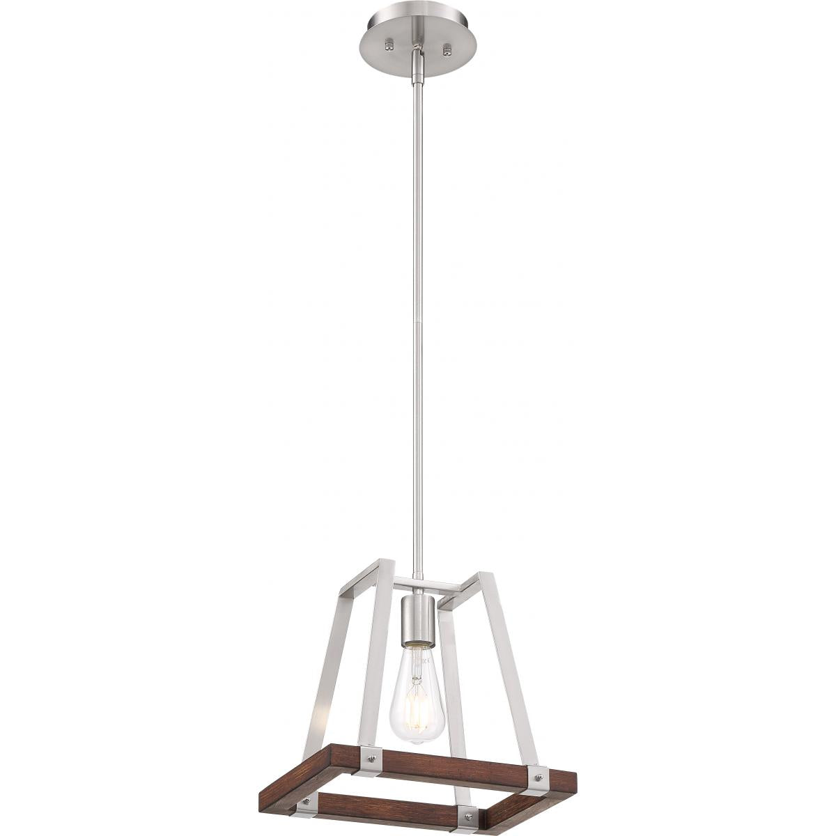 Outrigger - 1 Light Mini Pendant with Brushed Nickel and Nutmeg Wood Finish