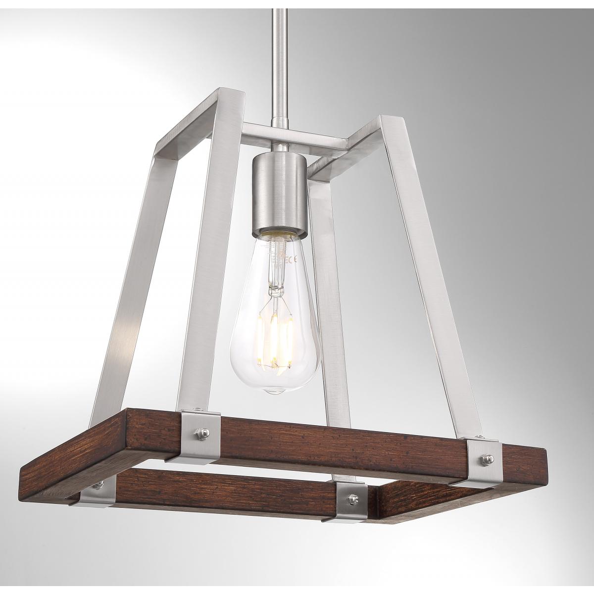 Outrigger - 1 Light Mini Pendant with Brushed Nickel and Nutmeg Wood Finish