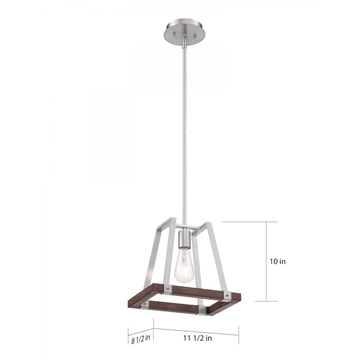 Outrigger - 1 Light Mini Pendant with Brushed Nickel and Nutmeg Wood Finish