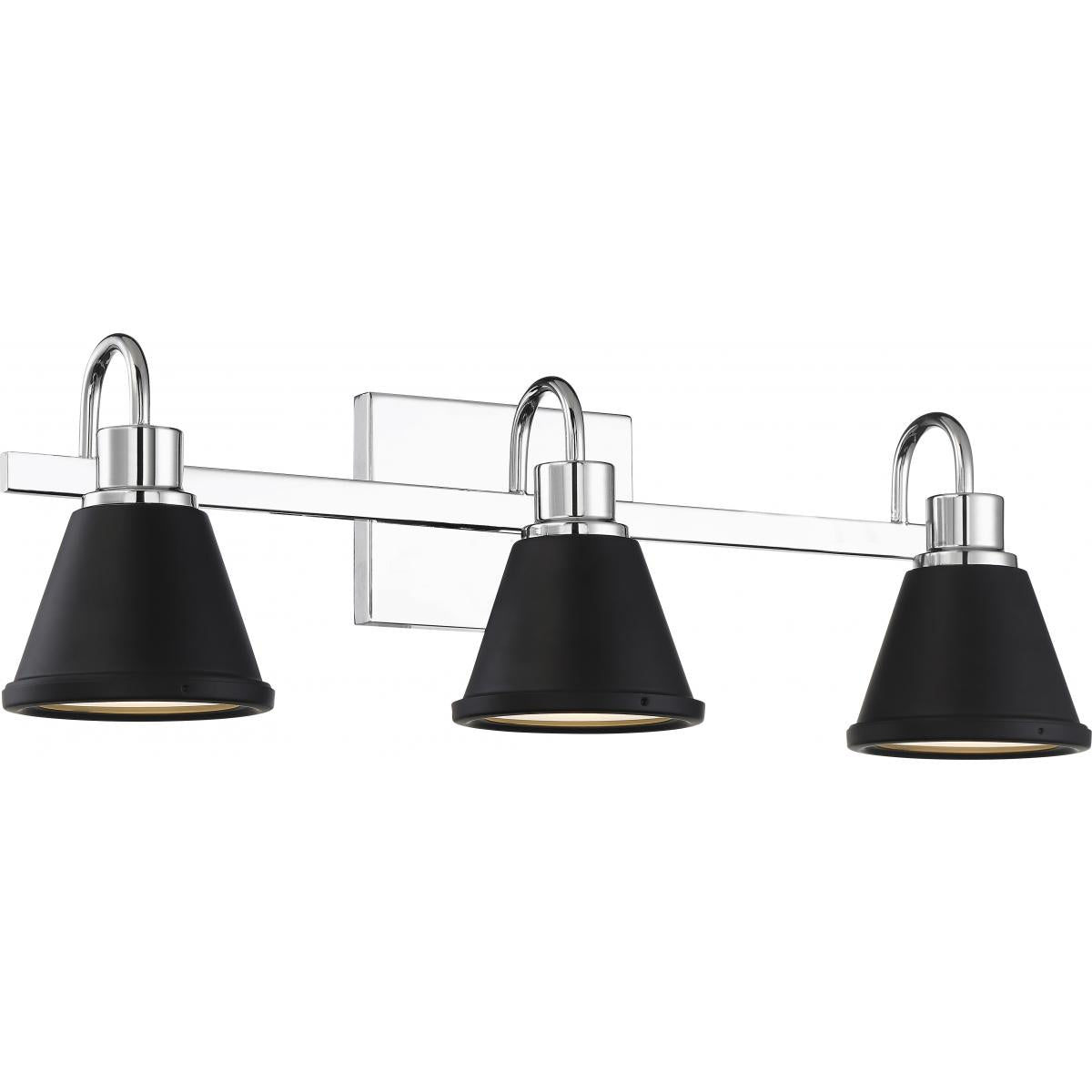 Bette - 3 Light LED Vanity - Polished Nickel and Matte Black Metal Finish