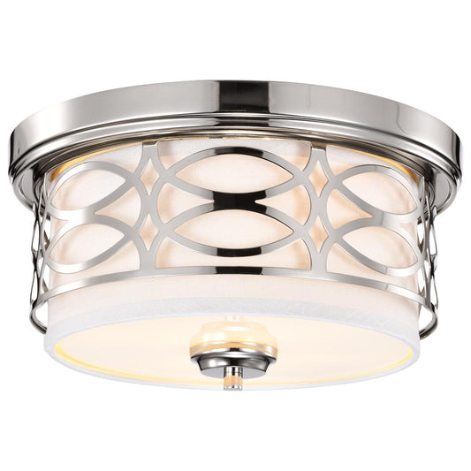 Harlow - 2 Light Flush Dome with Slate Gray Fabric Shade - Polished Nickel Finish