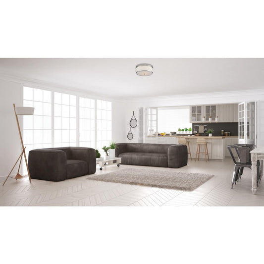 Celine - 2 Light Flush with Satin White Glass - Polished Nickel Finish
