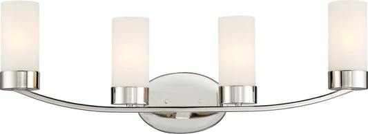 Denver - 4 Light Vanity with Satin White Glass - Polished Nickel Finish