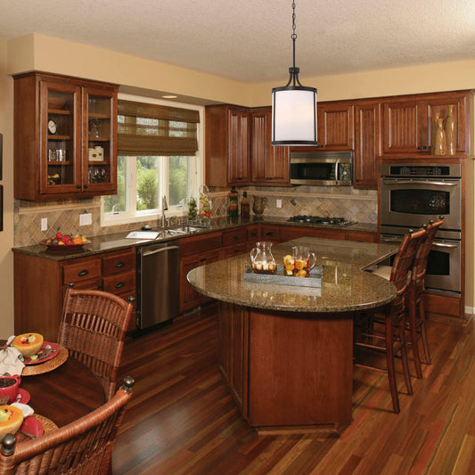 Denver - 2 Light Pendant with Satin White Glass - Mahogany Bronze Finish