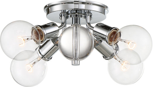 Bounce - 4 Light Flush Mount with Crystal Accent - Polished Nickel Finish