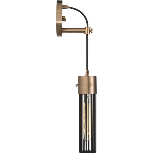 Eaves- 1 Light Wall Sconce with Matte Black Cage - Copper Brushed Brass Finish