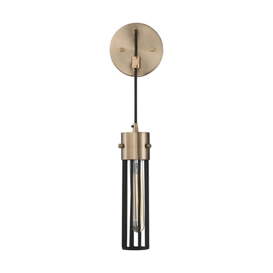 Eaves- 1 Light Wall Sconce with Matte Black Cage - Copper Brushed Brass Finish
