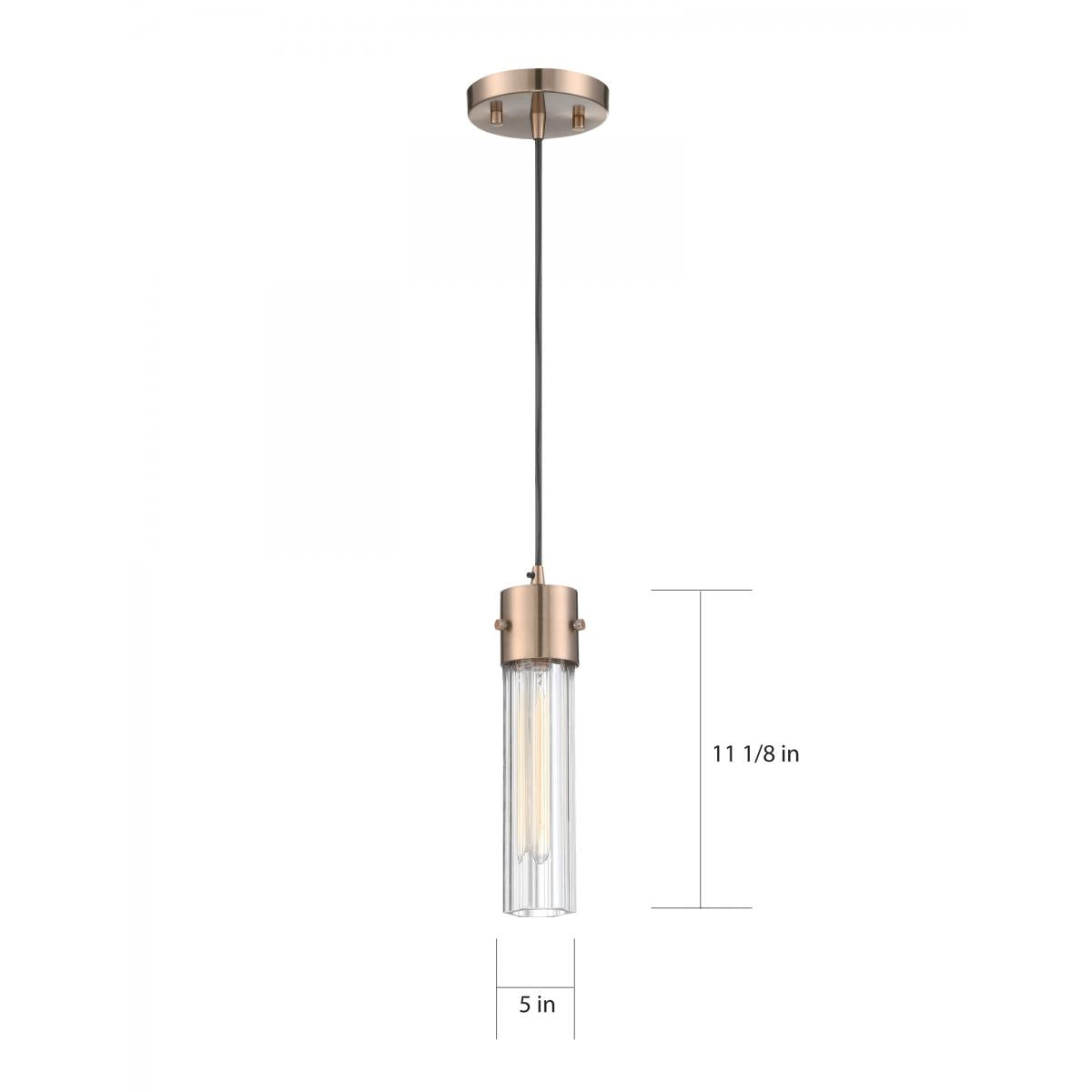 Eaves - 1 Light Pendant with Clear Ribbed Glass - Copper Brushed Brass Finish