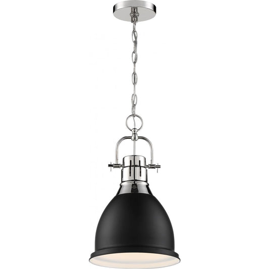 Watson - 1 Light Pendant with Polished Nickel - Matte Black Finish