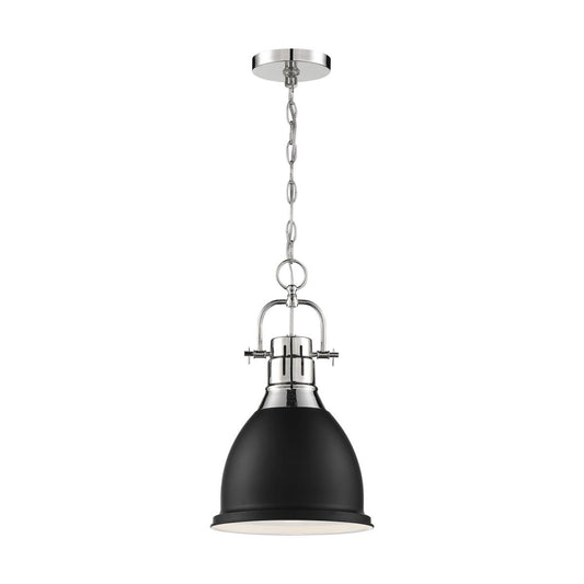 Watson - 1 Light Pendant with Polished Nickel - Matte Black Finish