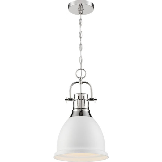Watson - 1 Light Pendant with Polished Nickel - Matte White Finish
