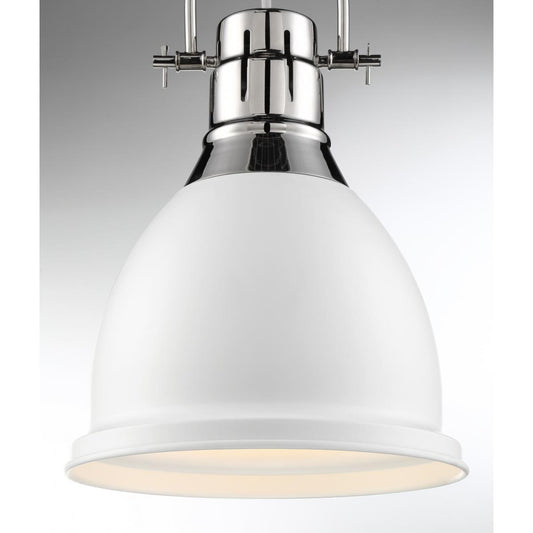 Watson - 1 Light Pendant with Polished Nickel - Matte White Finish