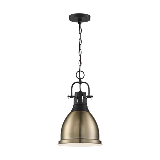 Watson - 1 Light Pendant with Matte Black - Burnished Brass Finish