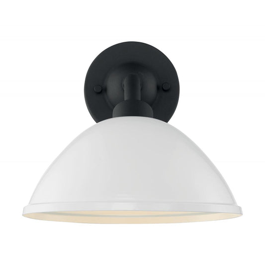 South Street - 1 Light Small Outdoor Sconce - Gloss White & Textured Black Finish