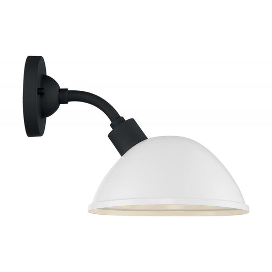 South Street - 1 Light Small Outdoor Sconce - Gloss White & Textured Black Finish