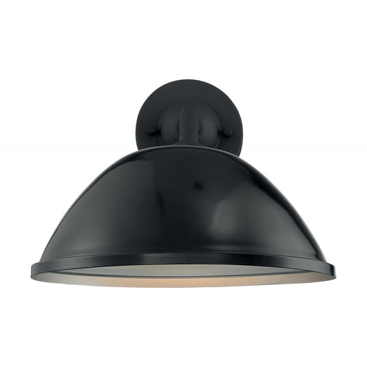 South Street - 1 Light Large Outdoor Sconce with Black and Silver - Black Accents Finish