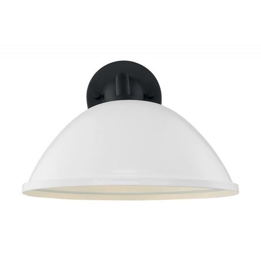 South Street - 1 Light Large Outdoor Sconce with Gloss White - Textured Black Finish