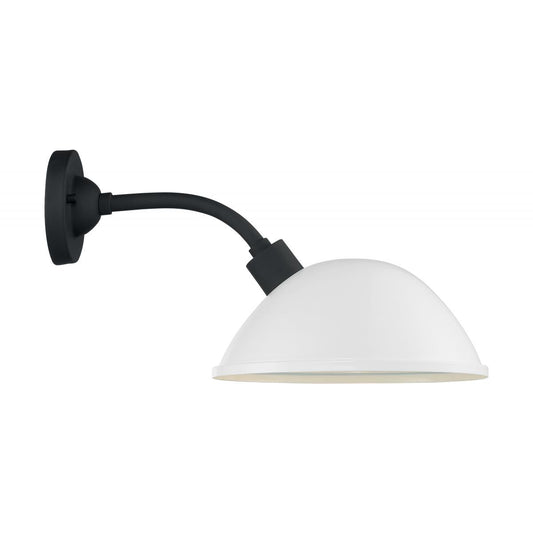 South Street - 1 Light Large Outdoor Sconce with Gloss White - Textured Black Finish