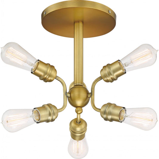 Faraday - 6 Light Semi Flush - Brushed Brass Finish