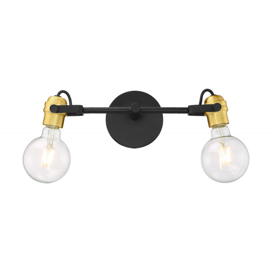 Mantra - 2 Light Vanity with Black & Brushed Brass Finish