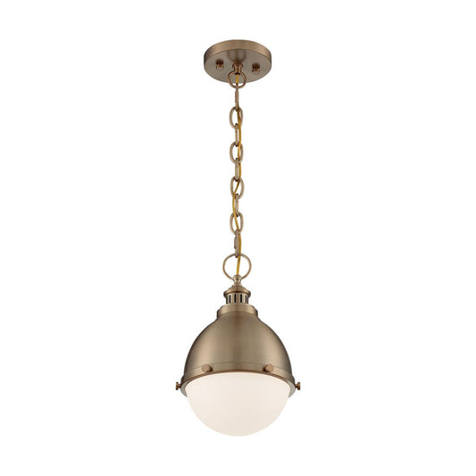 Ronan - 1 Light Small Pendant with Opal Glass - Burnished Brass Finish