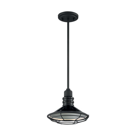 Blue Harbor - 1 Light Small Pendant with Black and Silver - Black Accents Finish