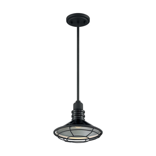 Blue Harbor - 1 Light Small Pendant with Black and Silver - Black Accents Finish