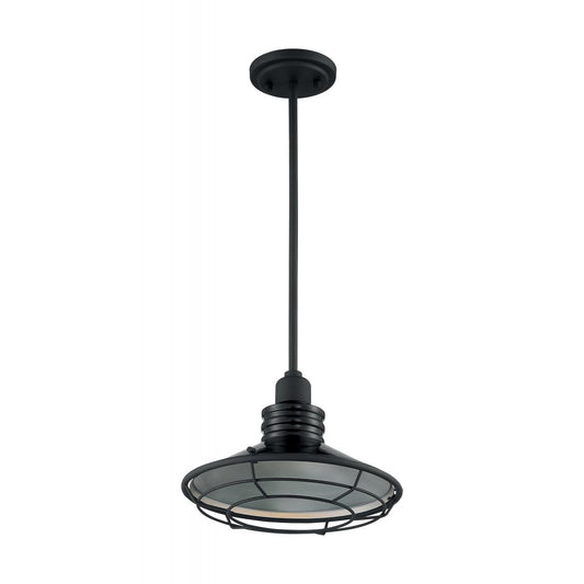 Blue Harbor - 1 Light Pendant with Black and Silver - Black Accents Finish