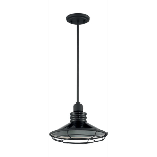 Blue Harbor - 1 Light Pendant with Black and Silver - Black Accents Finish