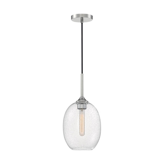Aria - 1 Light Small Pendant with Seeded Glass - Polished Nickel Finish