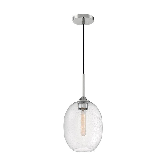 Aria - 1 Light Small Pendant with Seeded Glass - Polished Nickel Finish