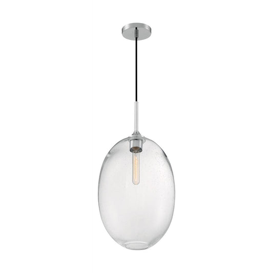 Aria - 1 Light Large Pendant with Seeded Glass - Polished Nickel Finish