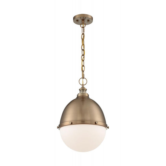 Ronan - 1 Light Medium Pendant with Opal Glass - Burnished Brass Finish