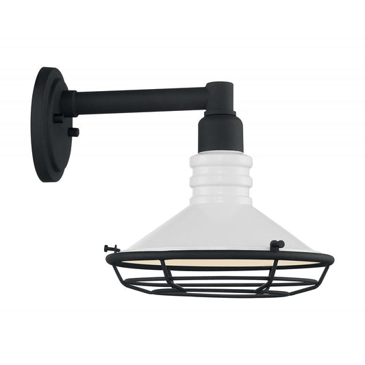Blue Harbor - 1 Light Small Sconce with Gloss White - Textured Black Finish