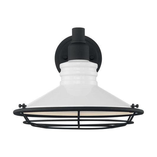 Blue Harbor - 1 Light Large Sconce with Gloss White - Textured Black Finish